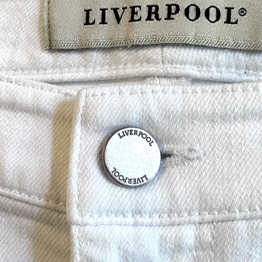 LIVERPOOL Crop Flare Hannah Jeans Embroidered Eyelet Raw Hem Pants Stretch 8 29 - Picture 5 of 16